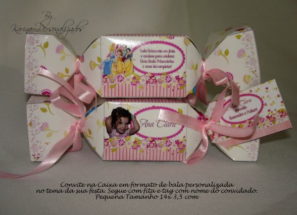 Convite Caixa de Bala Princesas