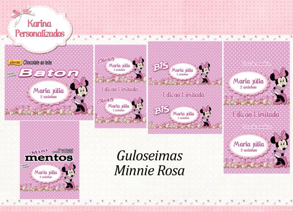 kit Embalagem Guloseimas Minnie Rosa