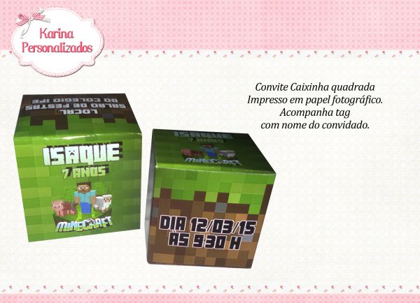 Convite Caixinha Minecraft